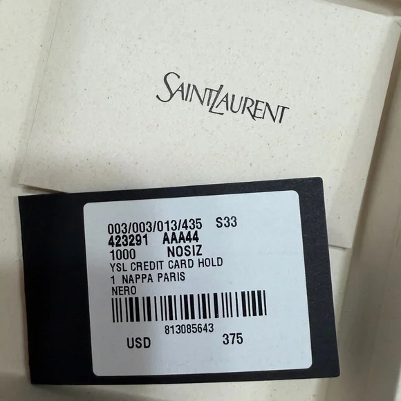 Saint Laurent Black Leather Card Slot with Gold YSL Emblem - Picture 4 of 5